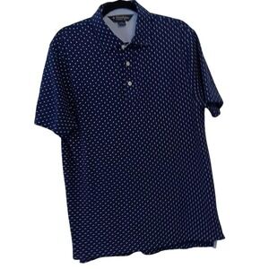 Brooks Brothers Polo Shirt Mens Medium Blue Original Fit Polka Dot 100% Cotton